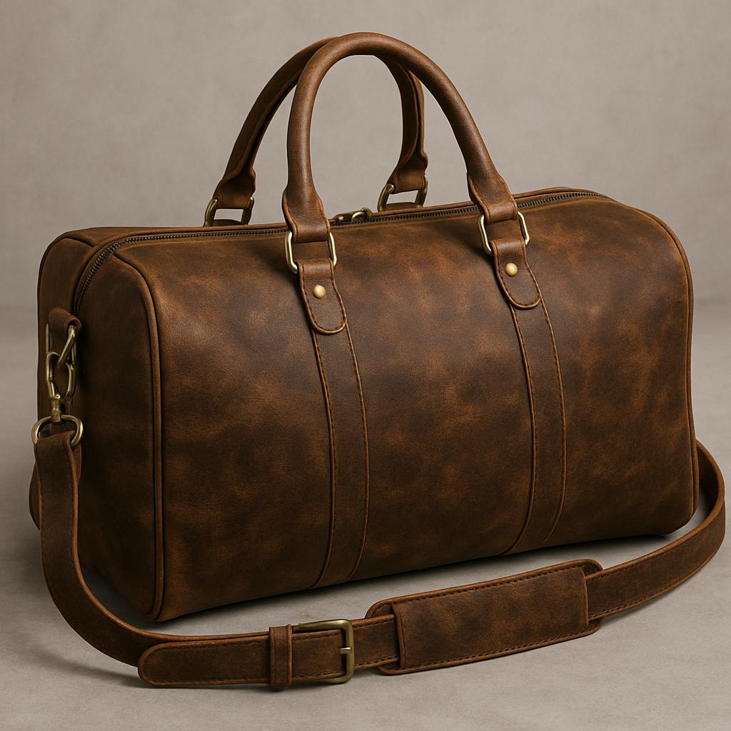 Handmade Leather Duffle Bag: Vintage Travel Weekender by Goraya Leather