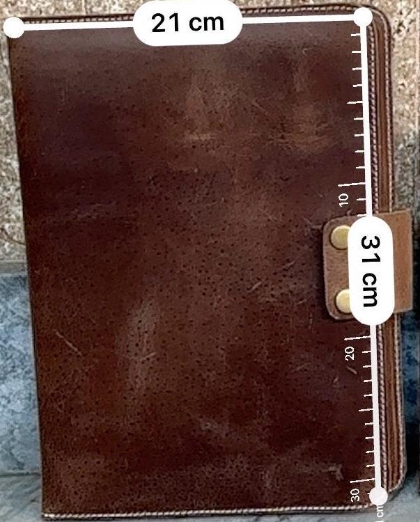 Handmade Brown Leather Portfolio Organizer – Executive Notebook & Document Cover