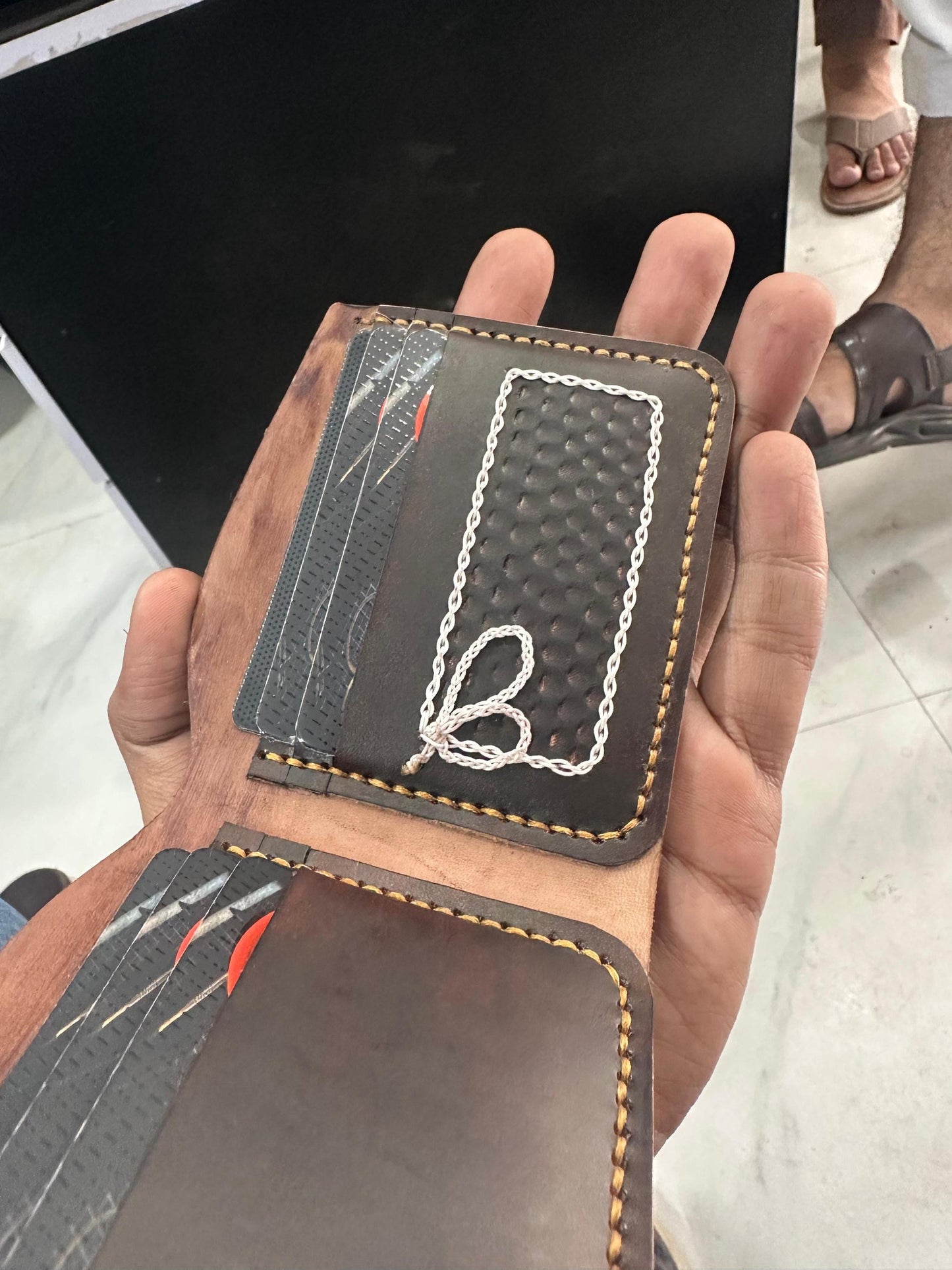 Handmade Veg-Tan Leather Bifold Wallet: Rustic Card Holder