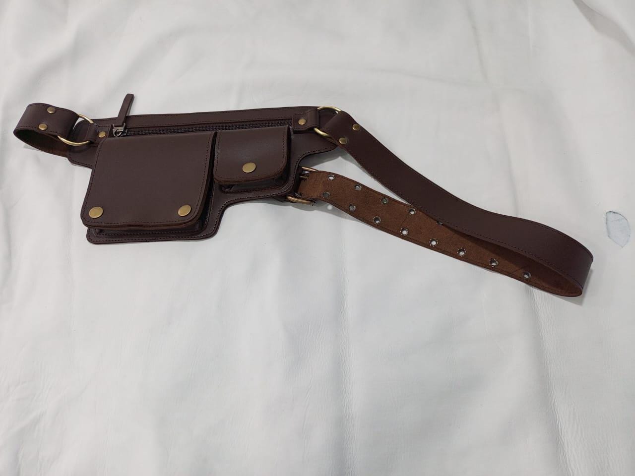 Handmade Leather Utility Belt Bag: Steampunk Festival Waist Pack