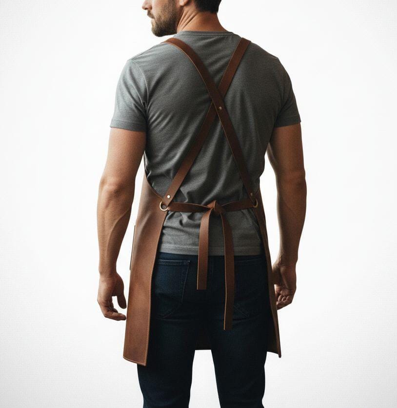 Handmade Full-Grain Leather Apron: Barber, Chef, Craftsman with Tool Pockets