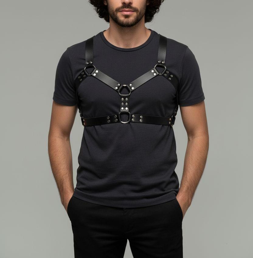 Handmade Genuine Leather Chest Harness: Festival Outfit Accessory