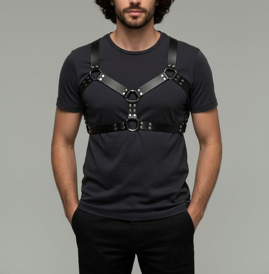 Handmade Genuine Leather Chest Harness: Festival Outfit Accessory