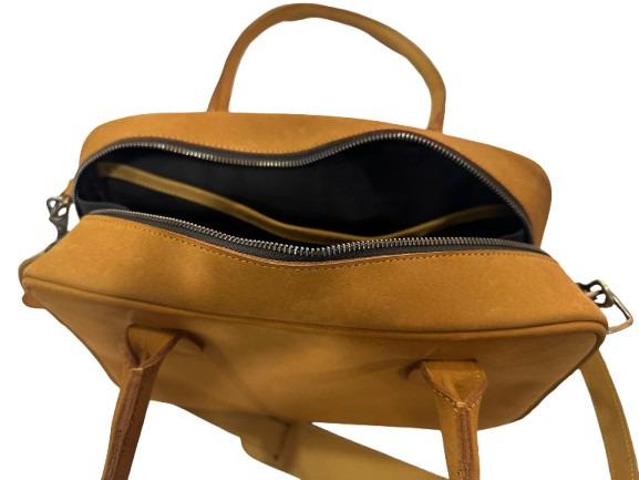 Handmade Mustard Yellow Leather Laptop Bag: Full-Grain Cowhide
