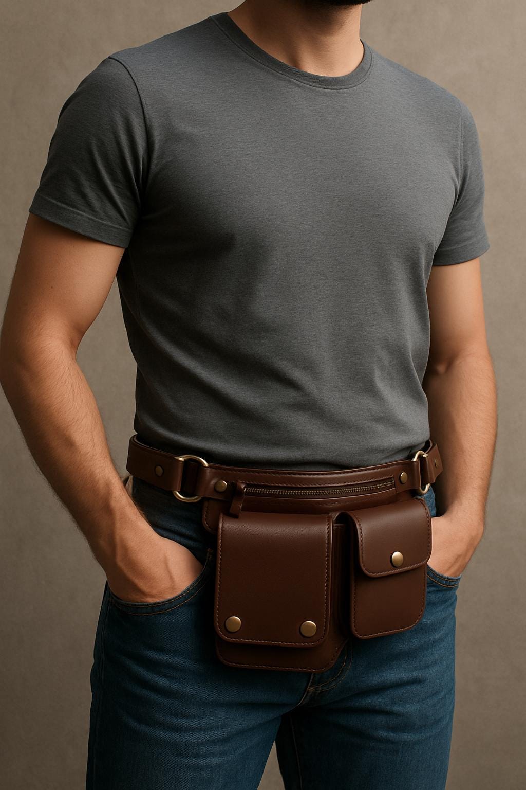 Handmade Leather Utility Belt Bag: Steampunk Festival Waist Pack