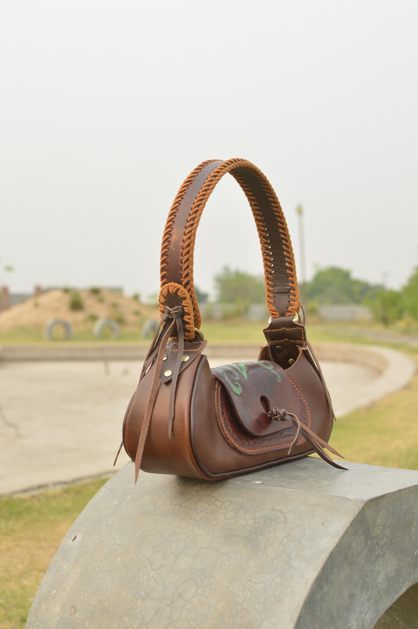 Handmade Bohemian Leather Satchel: Western Style Handbag