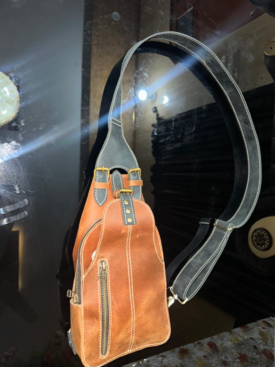 Handmade Genuine Leather Crossbody Sling Bag – Vintage Brown Shoulder Bag with Adjustable Strap