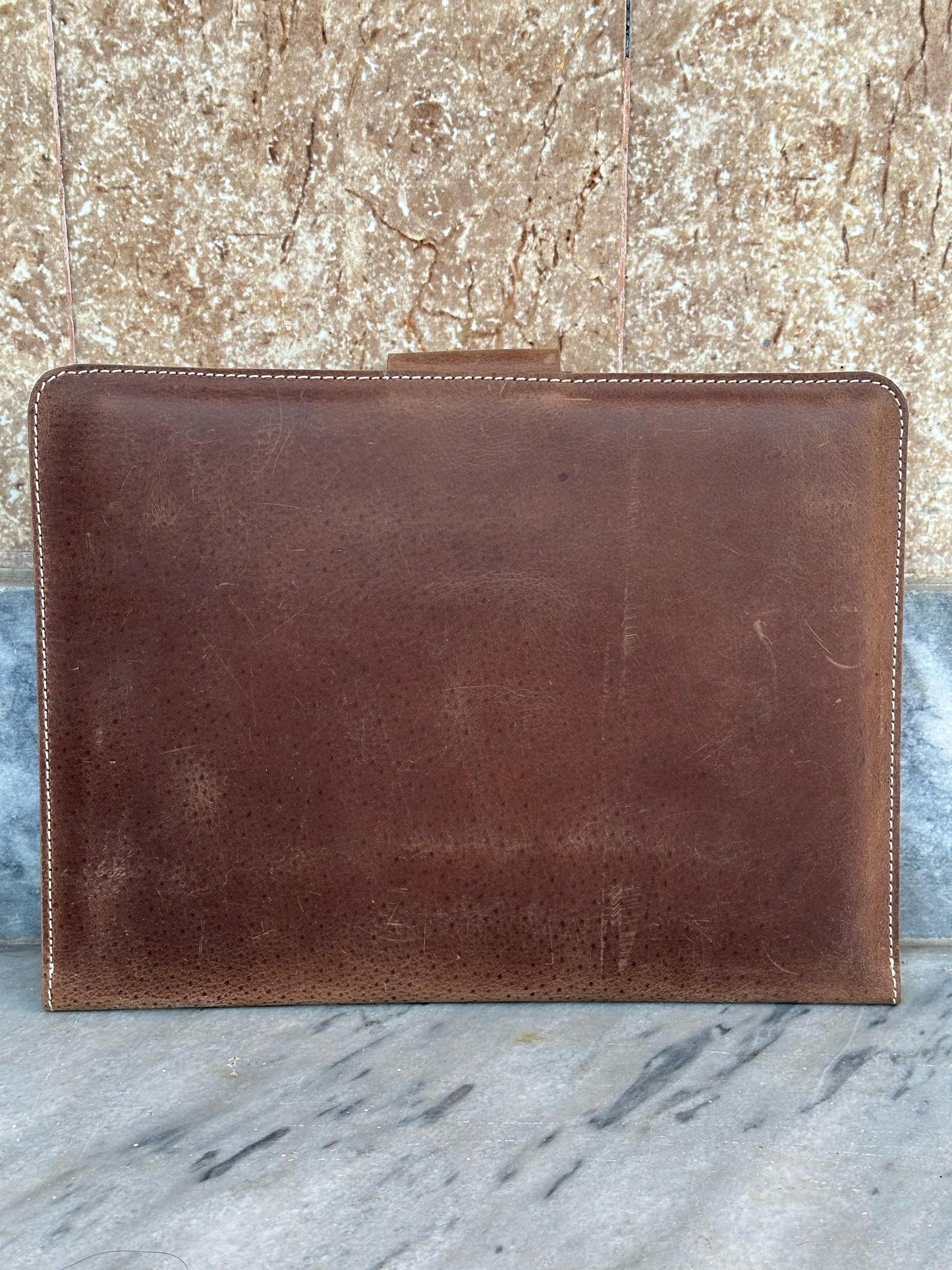 Handmade Brown Leather Portfolio Organizer – Executive Notebook & Document Cover