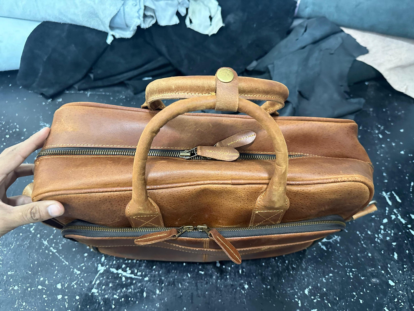 Handmade Genuine Leather Messenger Bag – Business Travel Satchel Briefcase for Men & Women