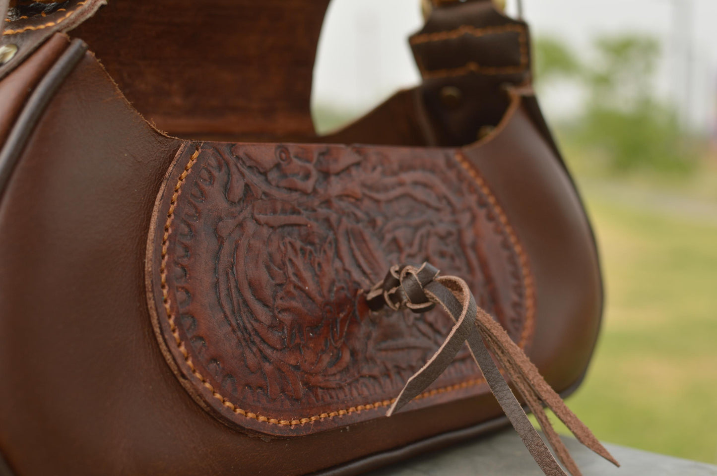 Handmade Bohemian Leather Satchel: Western Style Handbag