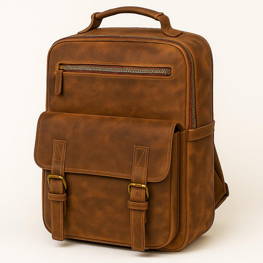 Distressed Brown Leather Backpack: Handmade Vintage Travel Laptop Bag