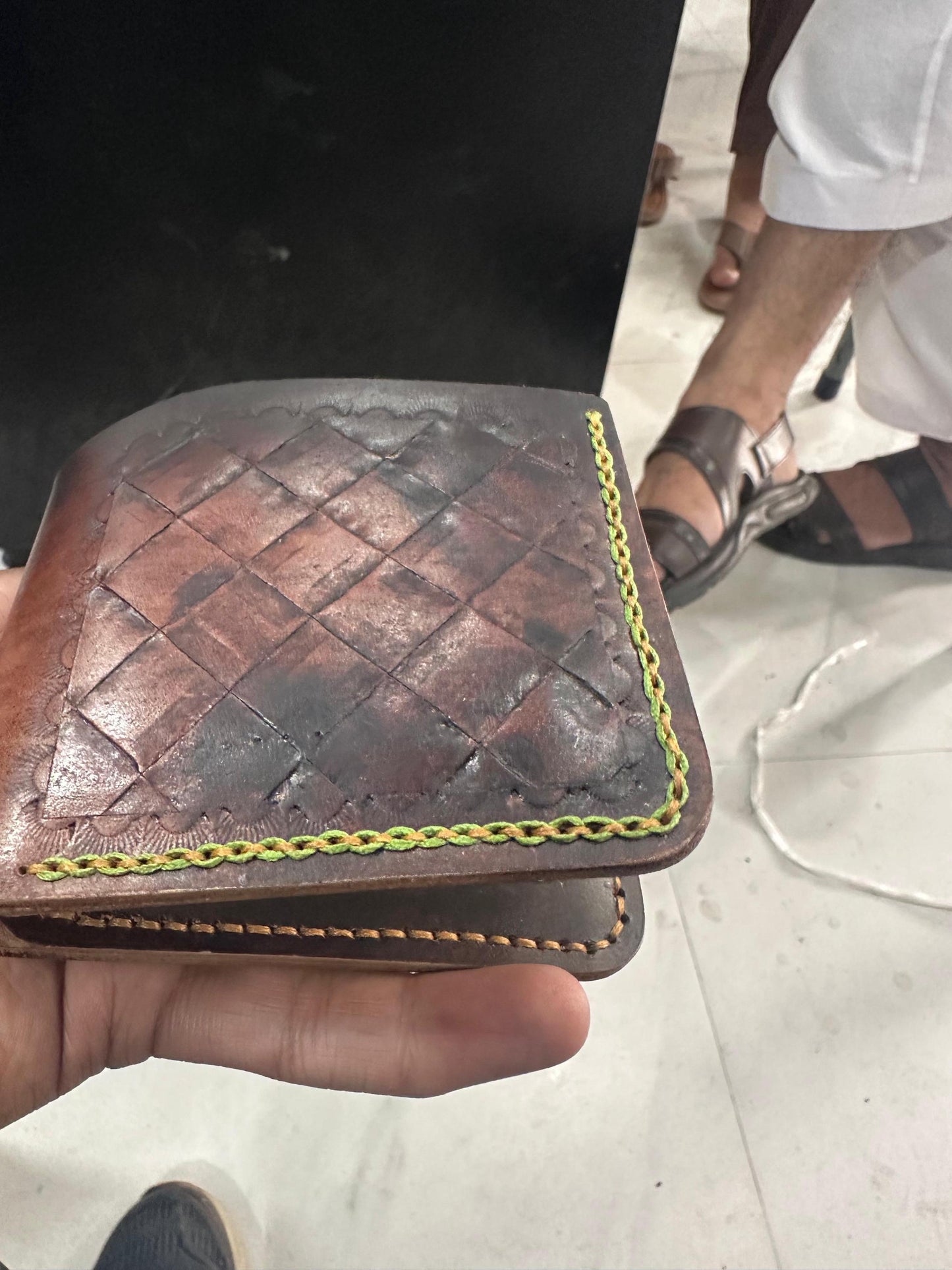 Handmade Veg-Tan Leather Bifold Wallet: Rustic Card Holder