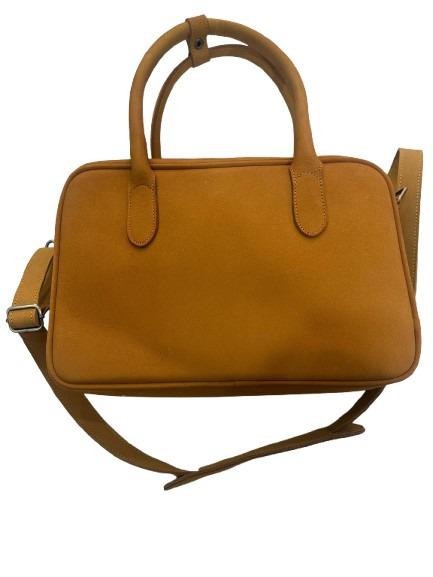Handmade Mustard Yellow Leather Laptop Bag: Full-Grain Cowhide
