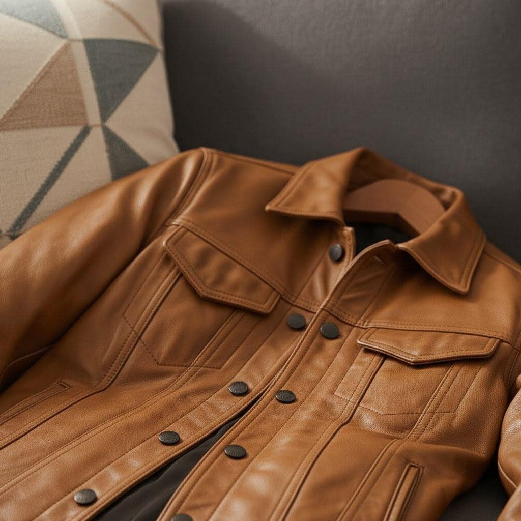 Handmade Cow Leather Trucker Jacket - Classic Fit Outerwear