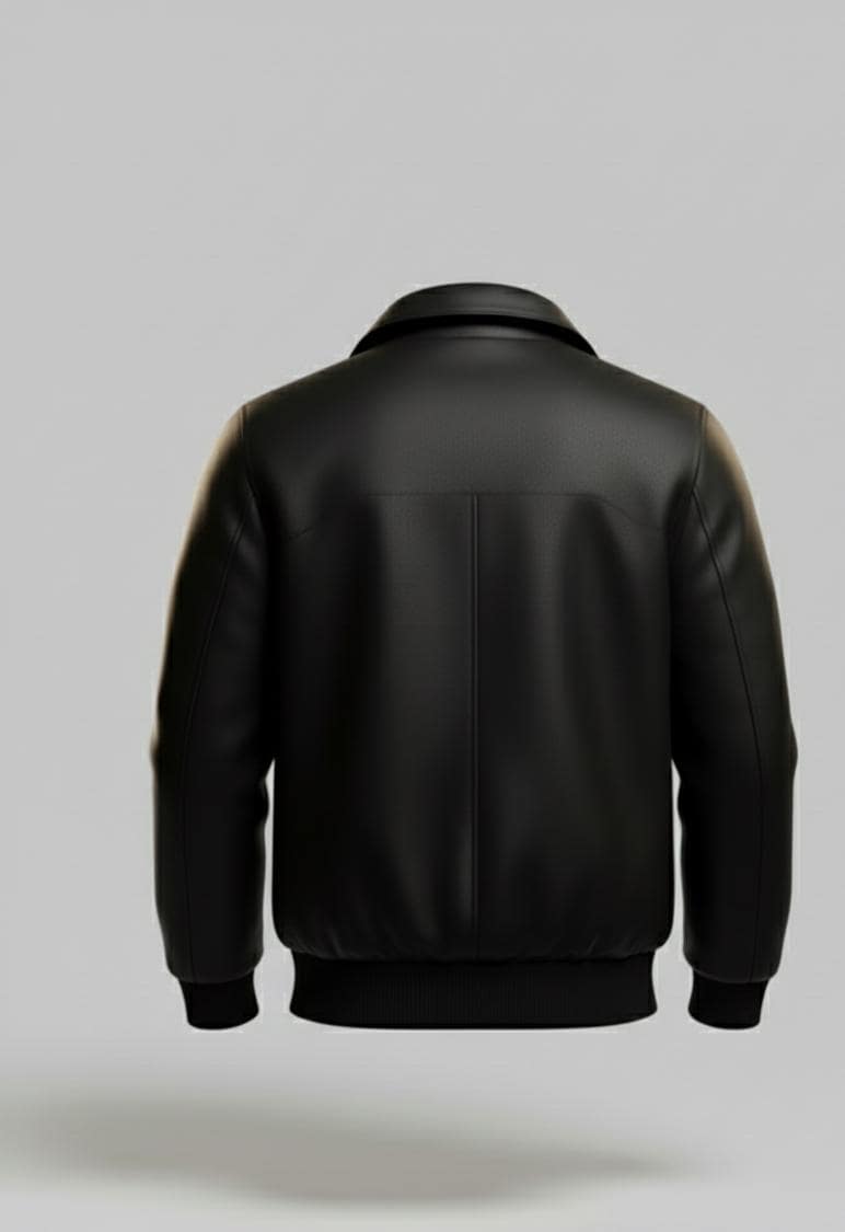 Men’s Black Leather Jacket | Genuine Cowhide Bomber | Handmade Real Leather Outerwear