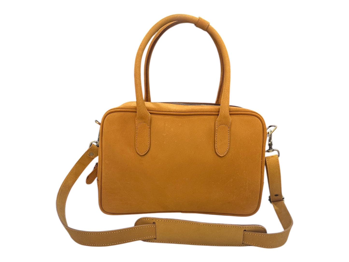 Handmade Mustard Yellow Leather Laptop Bag: Full-Grain Cowhide