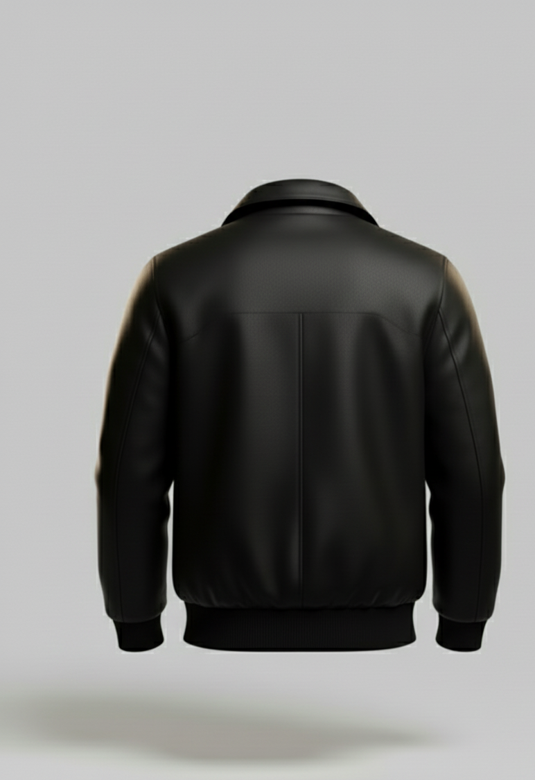 Men’s Black Leather Jacket | Genuine Cowhide Bomber | Handmade Real Leather Outerwear