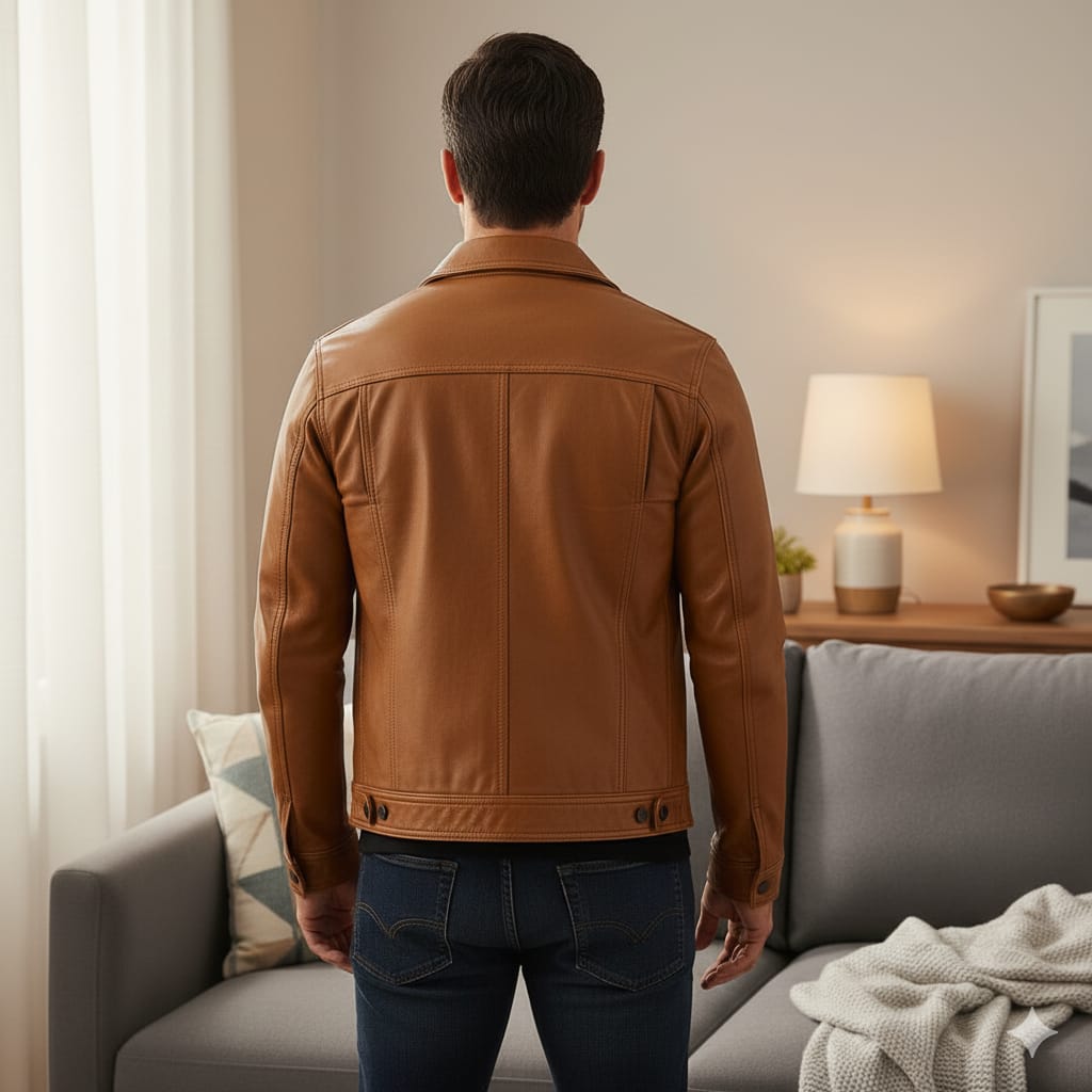 Handmade Cow Leather Trucker Jacket - Classic Fit Outerwear