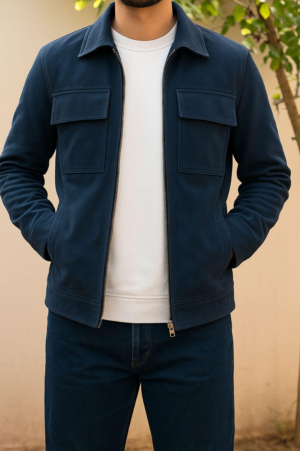 Olive Green Nubuck Leather Jacket: Men's Military Style Outerwear