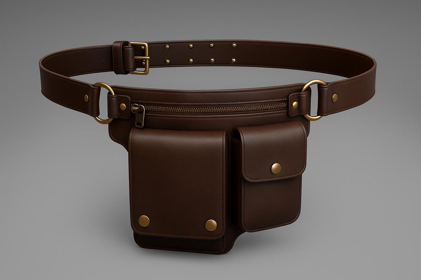 Handmade Leather Utility Belt Bag: Steampunk Festival Waist Pack