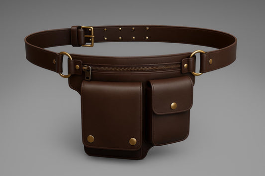 Handmade Leather Utility Belt Bag: Steampunk Festival Waist Pack