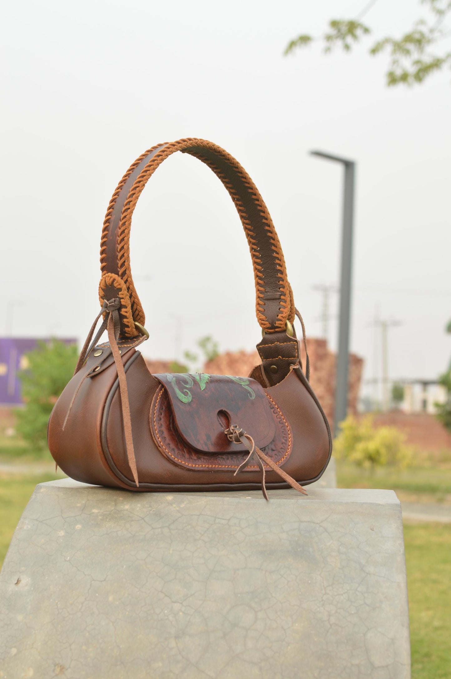 Handmade Bohemian Leather Satchel: Western Style Handbag