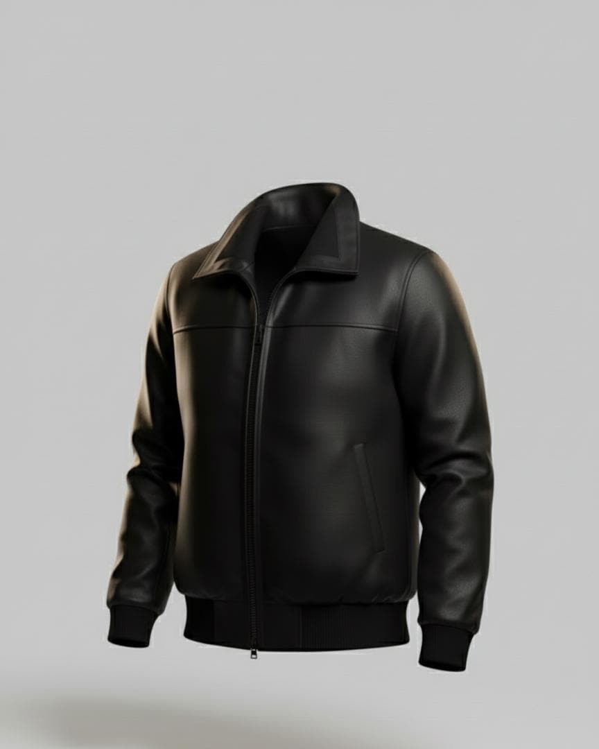 Men’s Black Leather Jacket | Genuine Cowhide Bomber | Handmade Real Leather Outerwear