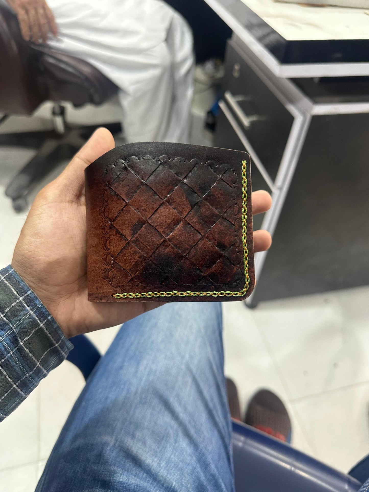 Handmade Veg-Tan Leather Bifold Wallet: Rustic Card Holder