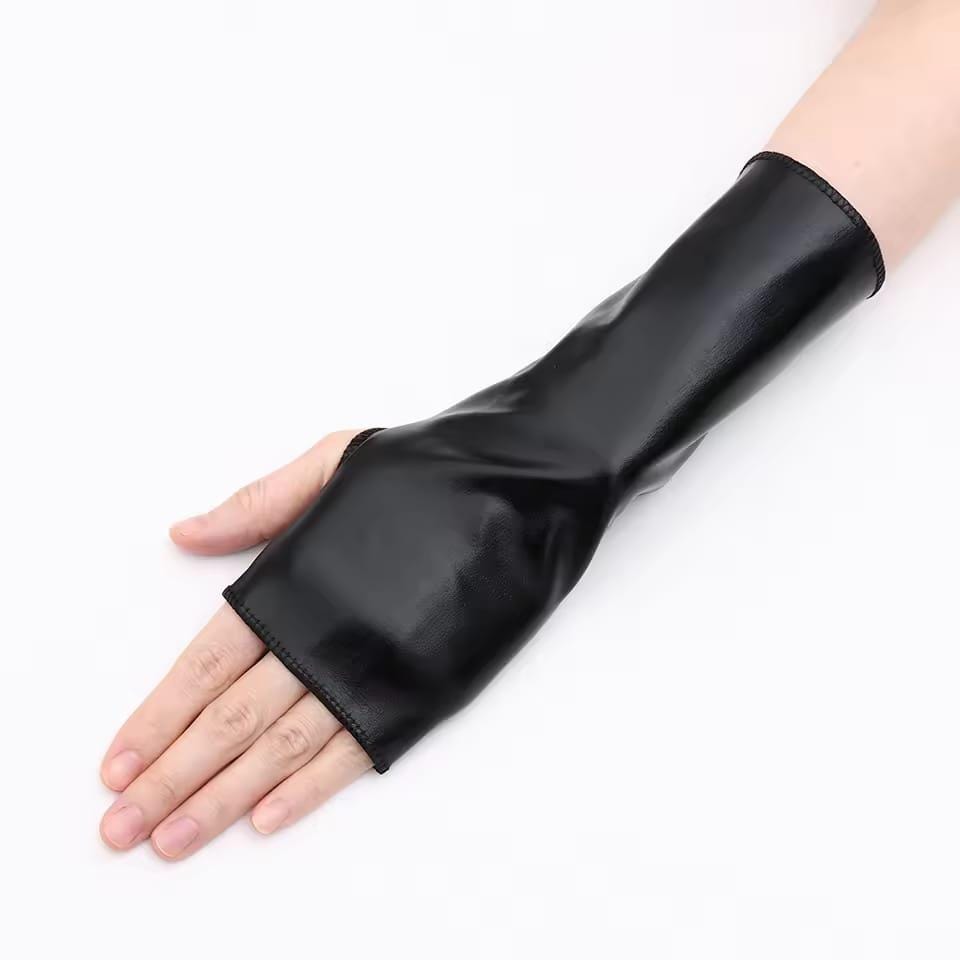 Handmade Sheep Leather Fingerless Long Gloves - Sleek Arm Warmers