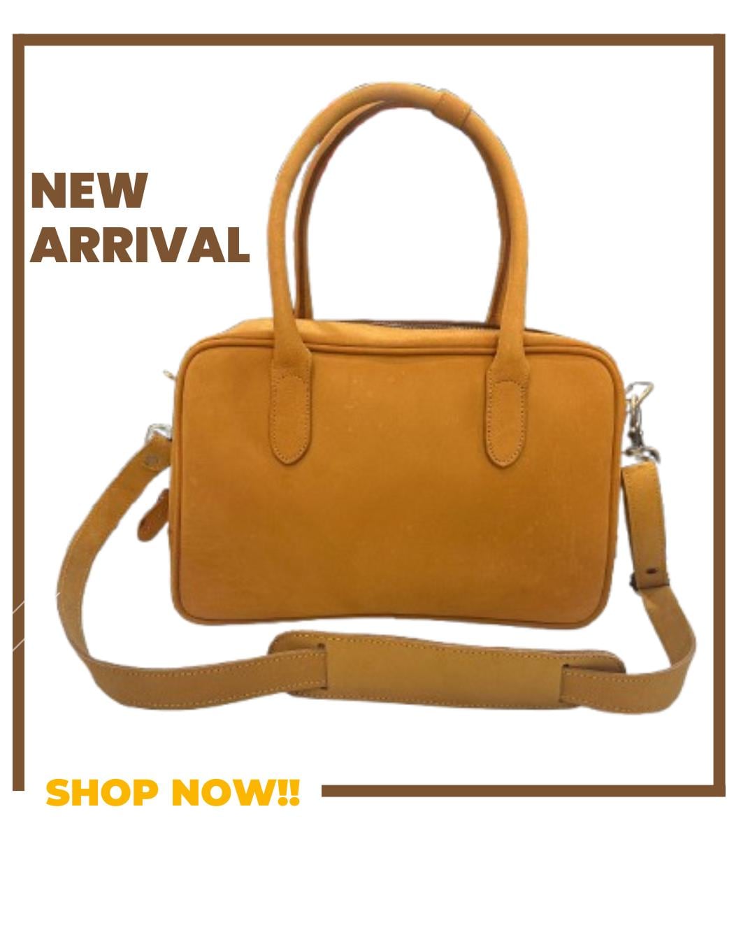 Handmade Mustard Yellow Leather Laptop Bag: Full-Grain Cowhide