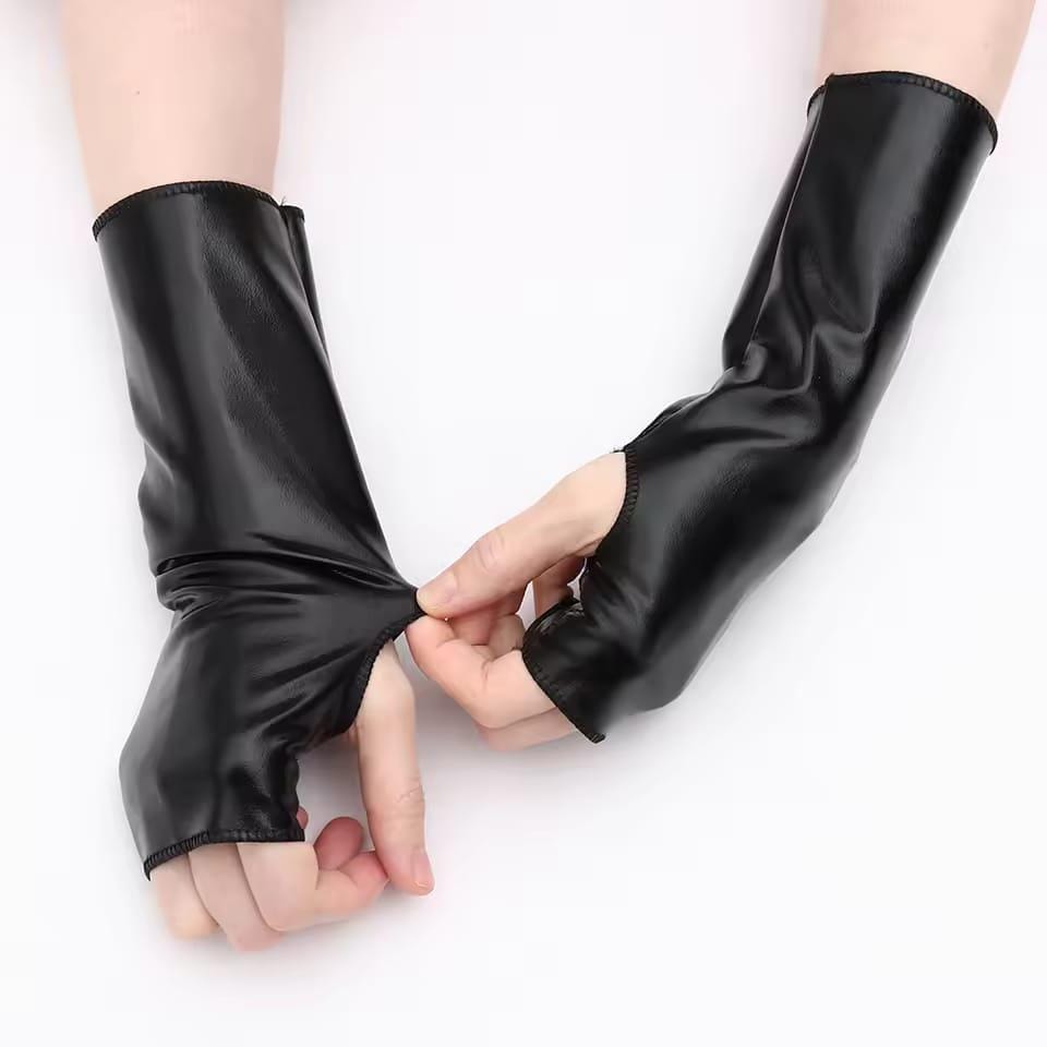 Handmade Sheep Leather Fingerless Long Gloves - Sleek Arm Warmers