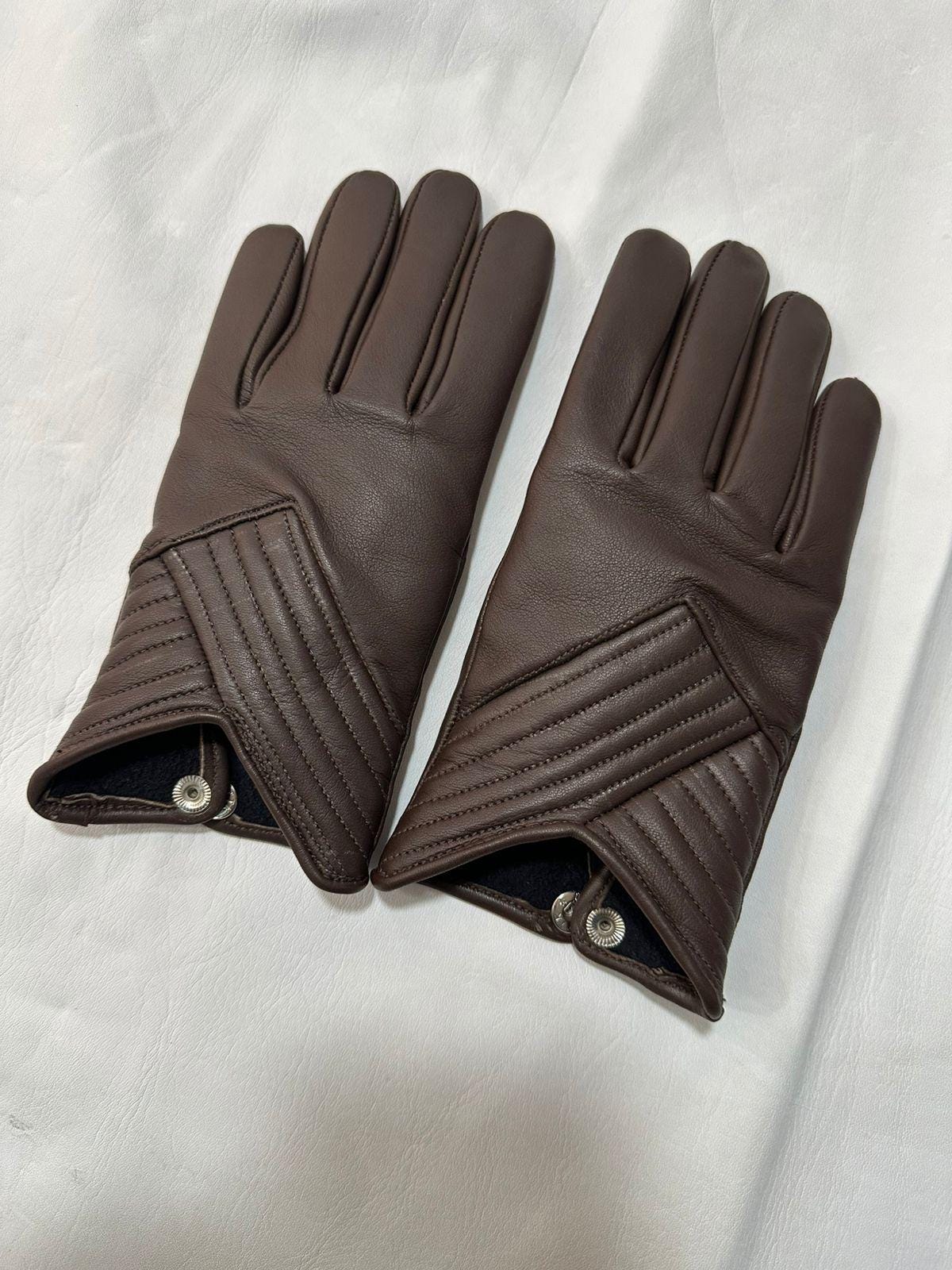 Women’s Sheep Leather Gloves with Quilted Cuff – Elegant Winter Driving Gloves