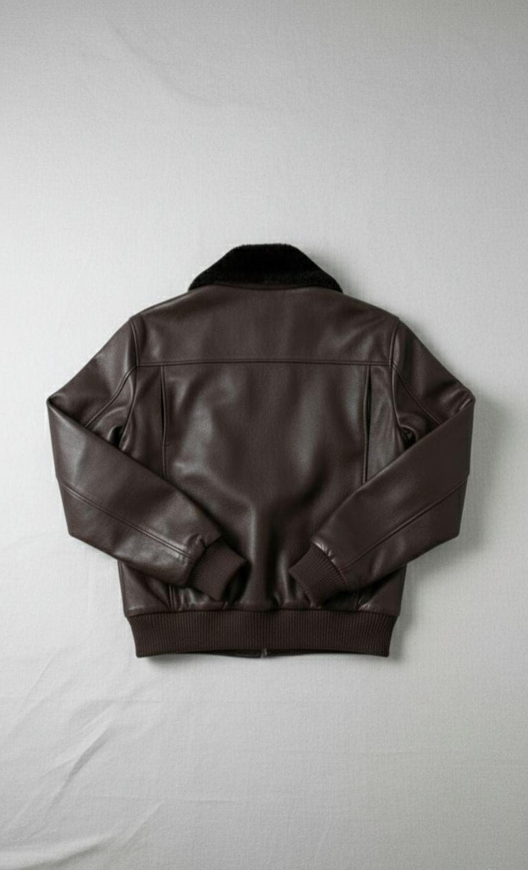 Handmade Brown Cowhide Leather Bomber Jacket: Shearling Aviator Style