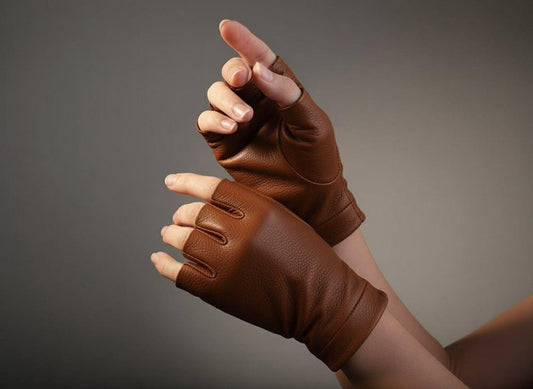 Handmade Sheep Leather Fingerless Gloves: Women's Driving Gloves