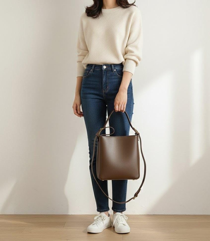 Personalized Full Grain Leather Tote Bag: Handmade Cowhide Shopper