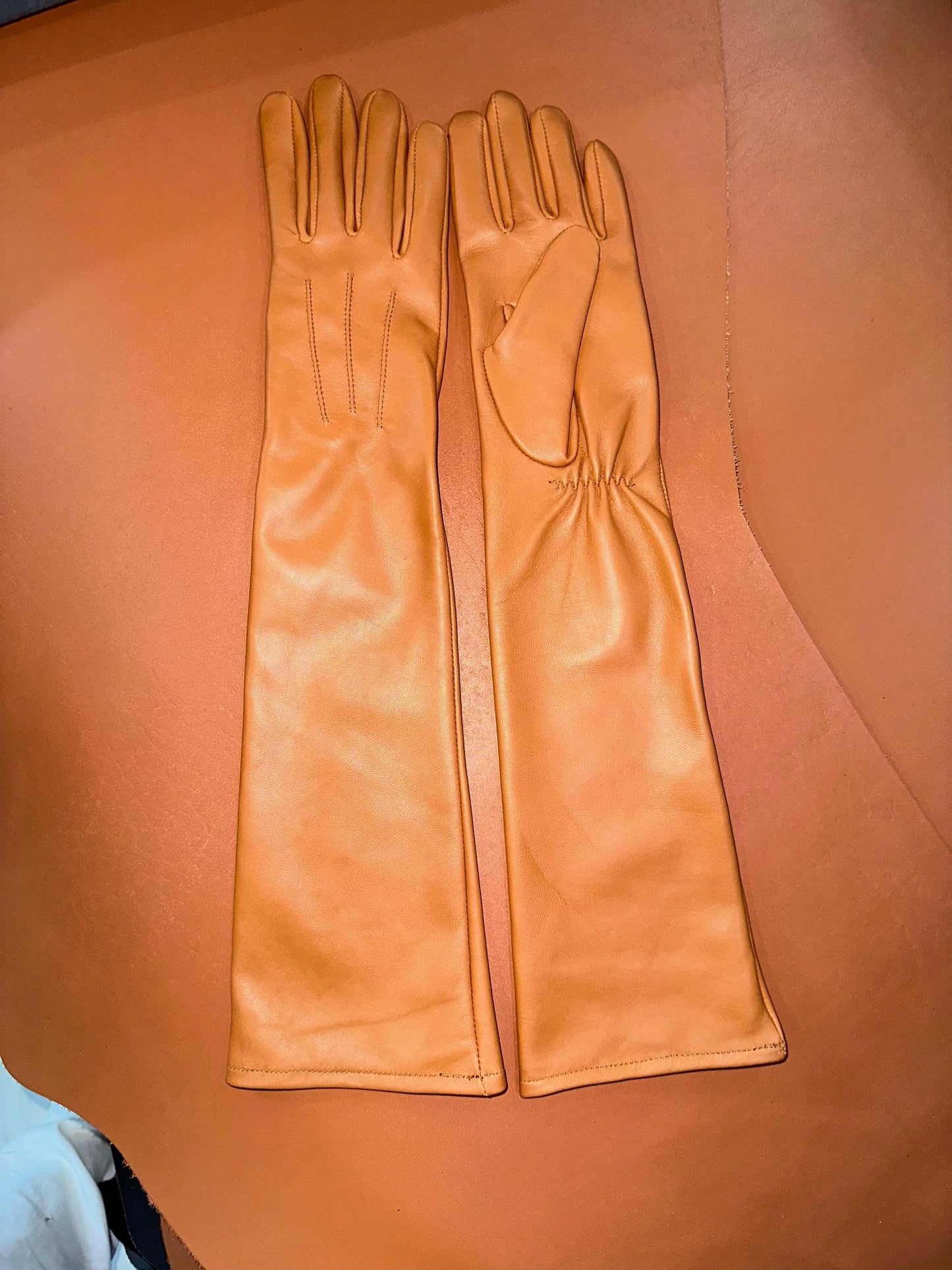 Luxury Long Burgundy Leather Gloves for Women – Elegant Genuine Sheep Leather Winter Gloves – Soft Lined, Opera Length, Timeless Gift Idea