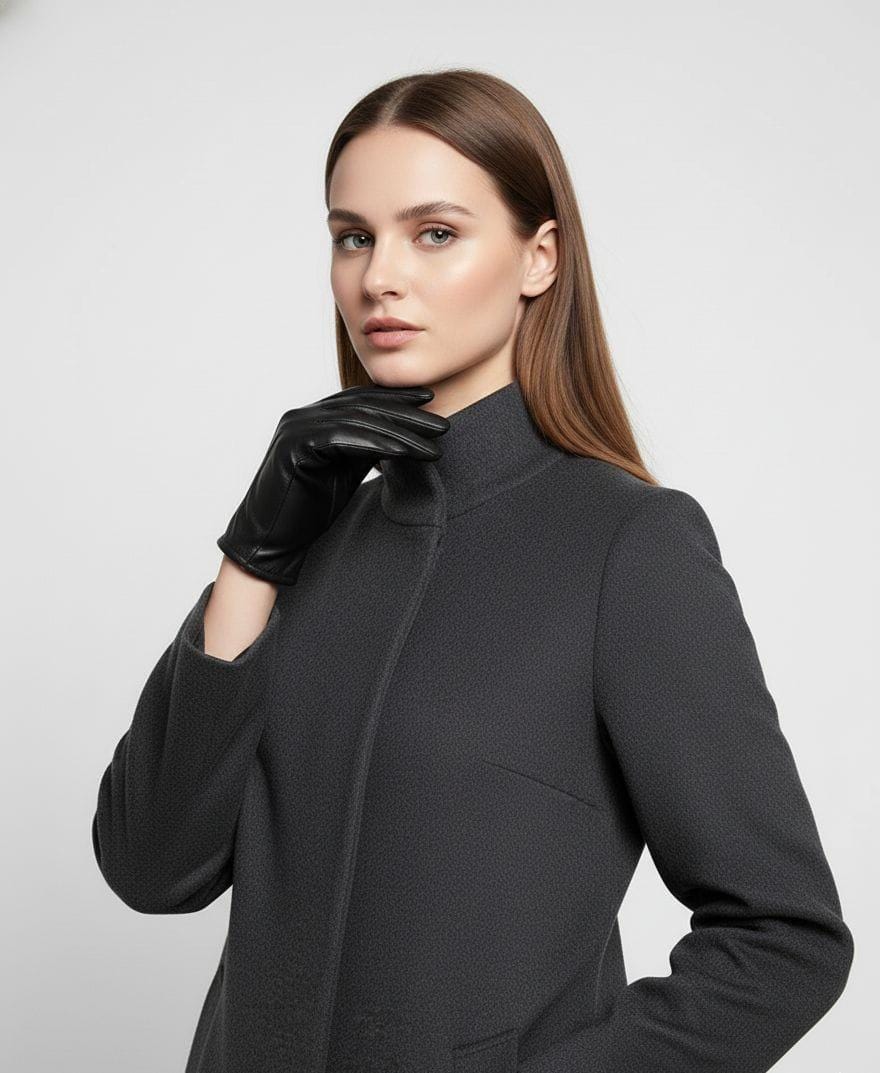 Premium Black Sheep Leather Gloves | Soft Genuine Leather Driving Gloves | Winter Warm Dress Gloves for  Women | Handmade Gift