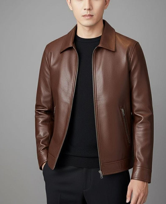 Handmade Sheep Leather Jacket: Men's Casual Outerwear