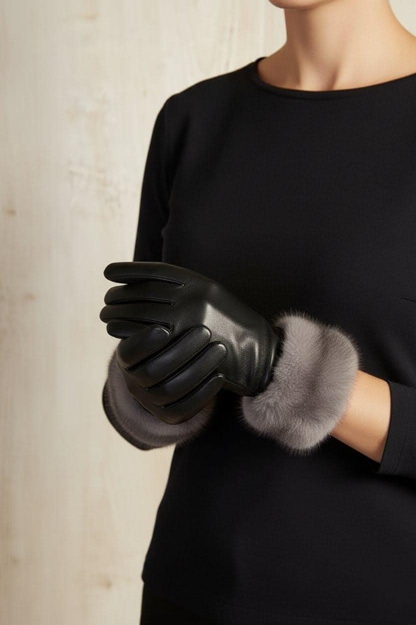 Handmade Sheep Leather Gloves: Faux Fur Cuffs, Luxury Winter Gloves