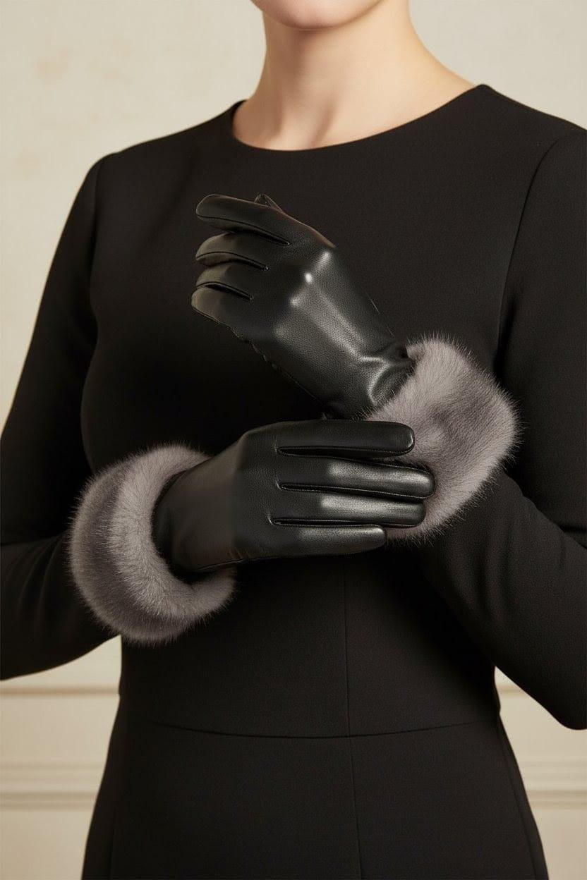 Handmade Sheep Leather Gloves: Faux Fur Cuffs, Luxury Winter Gloves