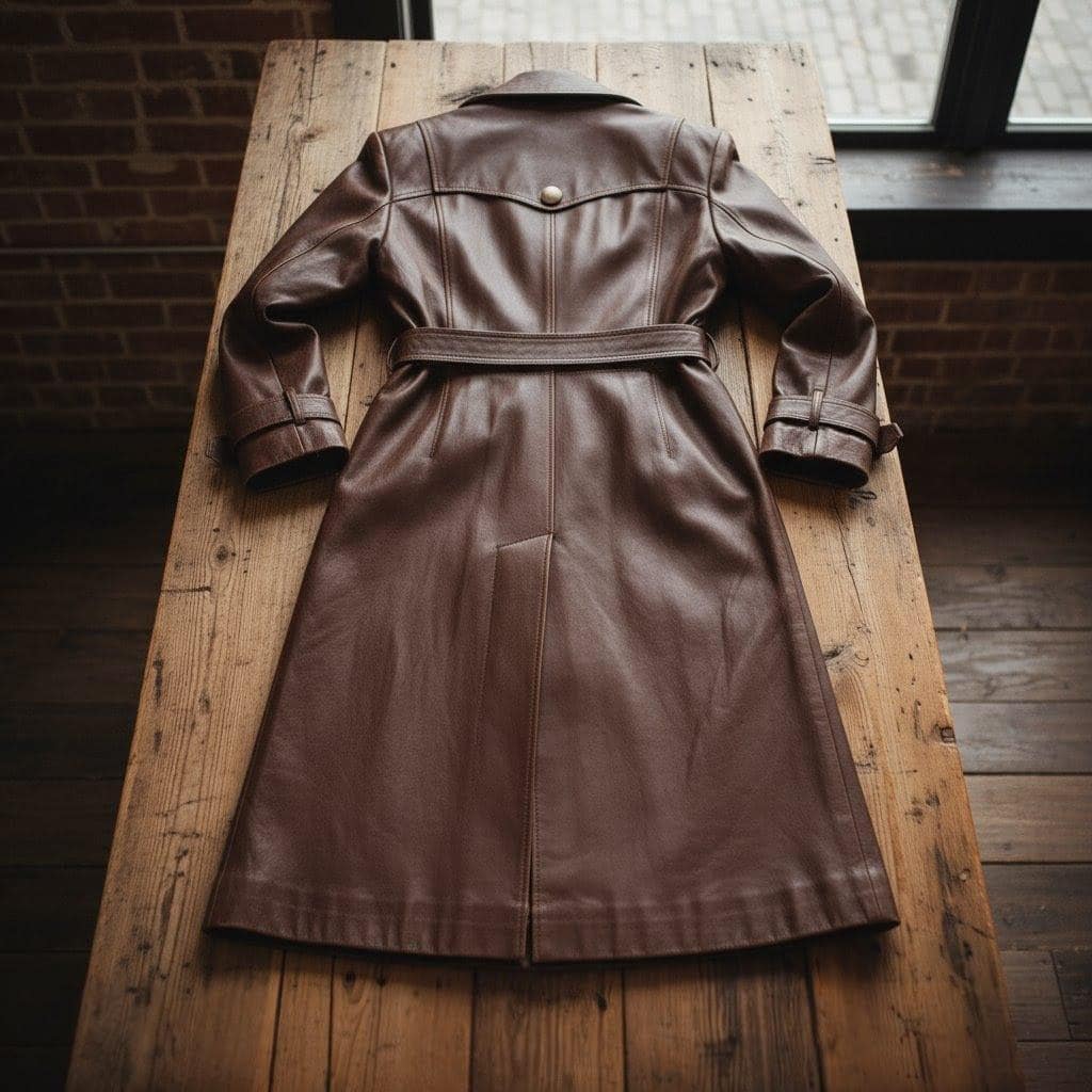 Handmade Brown Cow Leather Trench Coat: Women's Belted Winter Jacket